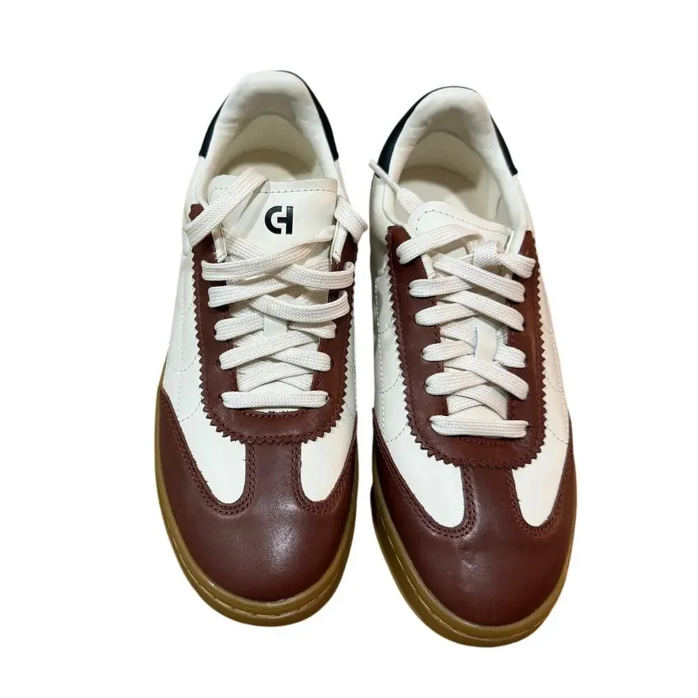 Cole Haan Womens Grandpro Breakaway Leather Sneaker Brown White